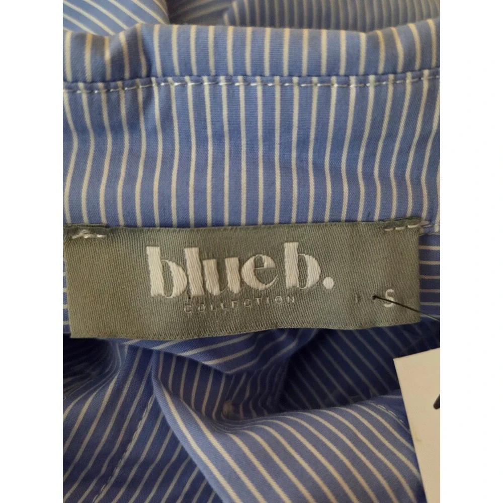 Western Women's blouse Sz Small BLUE B l/s Jewels Blue Pinstripe Button up NWT - Picture 10 of 13